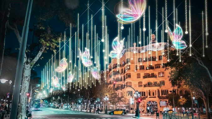 Luces de navidad en Barcelona con Cityscoot